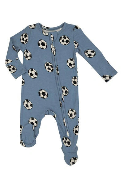 Angel Dear Babies' Soccer Print Zip Footie In Blue