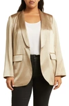 Madewell Metallic Satin Oversize Blazer In Matchstick