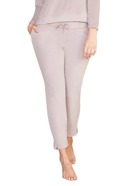 Barefoot Dreams Luxechic Side-slit Skinny Lounge Trousers In Deep Taupe