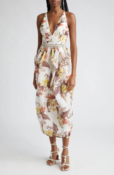 Zimmermann Matchmaker Tropical Tulip Midi Dress In Multicolor