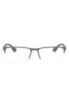 RAY BAN 54MM SEMI RIMLESS RECTANGULAR OPTICAL GLASSES