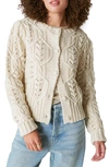 Lucky Brand Women's Shine Cable-knit Button-front Cardigan In Whisper White