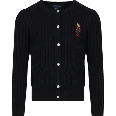 Ralph Lauren Kids' Polo Bear Cable-knit Cardigan In Black