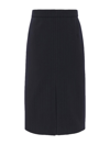 Saint Laurent Striped-wool Pencil Skirt In Marine Fonce Gris
