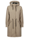 Woolrich Check Lined Long Parka In Feather Beige