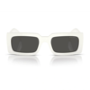 Prada Lettering Rectangular Women's Sunglasses, Pr A07s In Bianco/grigio