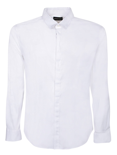 Emporio Armani Light Comfort Satin Shirt In White