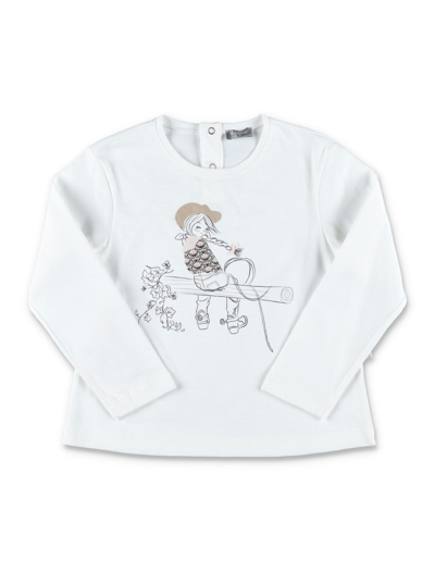 Il Gufo Kids' White Cow Girl T-shirt In Latte