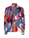 Pucci Printed Long-sleeve Shirt In Blu/fuxia