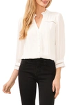 Cece Pintuck Ruffle Button-up Top In New Ivory