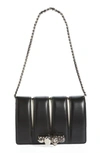 Alexander Mcqueen Slash Cutout Knuckle Colorblock Leather Clutch In Black/ Soft Ivory