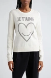 CINQ À SEPT JE T'AIME EMBELLISHED GRAPHIC SWEATER