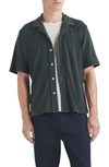 Rag & Bone Avery Terry Cloth Camp Shirt In Shadow Green