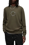 Allsaints Tierra Cotton Printed Relaxed Fit Crewneck Sweatshirt In Green