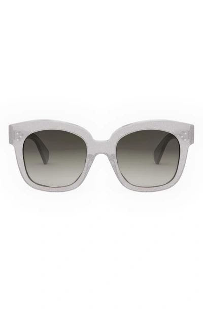 Celine Glittery Bold Acetate Square Sunglasses In Grey Gradient Smoke