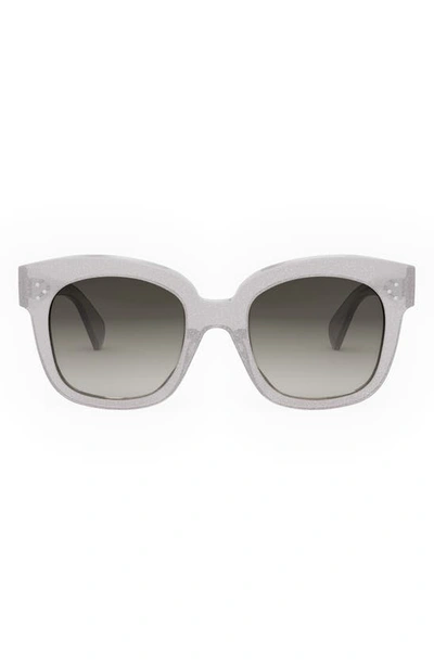 Celine Glittery Bold Acetate Square Sunglasses In Sgun/blu