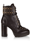 Michael Michael Kors Women's Yvonne 100mm Studded Leather Booties In Chocolate