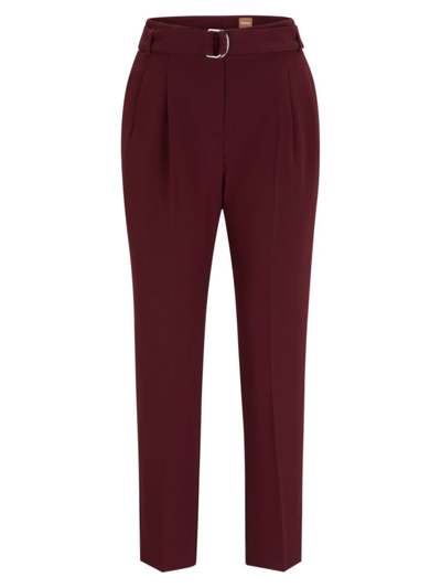 Hugo Boss Regular-fit Trousers In Japanese-made Crepe In Light Red