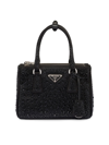 Prada Women's Galleria Satin Mini Bag With Crystals In Black