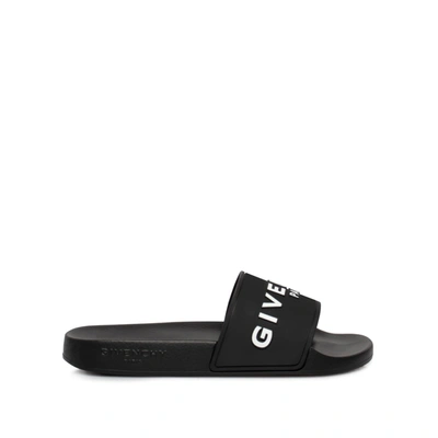 Givenchy Logo Flat Sandal In White/black