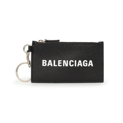 Balenciaga Cash Card Case On Keyring In Black L White
