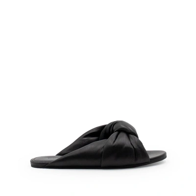 Balenciaga Women's Drapy Leather Slide Sandals In Black