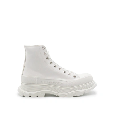 ALEXANDER MCQUEEN MEN'S TREAD SLICK CANVAS LACE-UP BOOTS