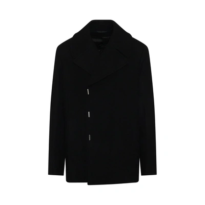 Givenchy Hook & Bar Quilted Peacoat In Black