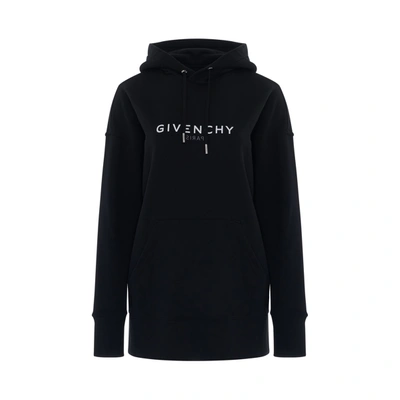 Givenchy Logo Cotton Oversized Hoodie In Black  