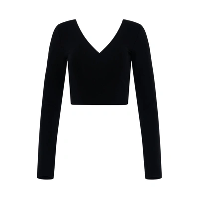 Givenchy Long Sleeves Cropped V Neck Top