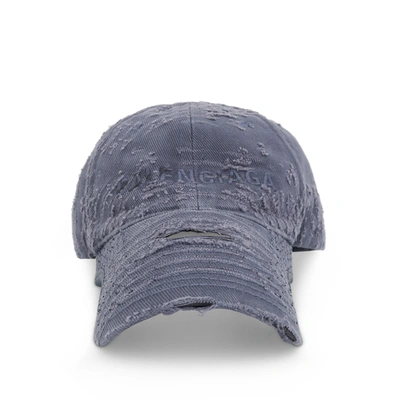 Balenciaga 'laser Destroyed' Baseball Hat In Blue | ModeSens