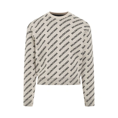 Balenciaga Crewneck Sweatshirt In Chalky White And Black