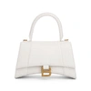 Balenciaga Hourglass Small Croc-embossed Top-handle Bag In White