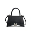 Balenciaga Black Satin Small Hourglass Handbag In Black