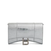 Balenciaga Hourglass Metallic Croc Embossed Leather Wallet On A Chain