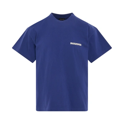 Balenciaga Logo Printed Medium Fit T-shirt In Blue