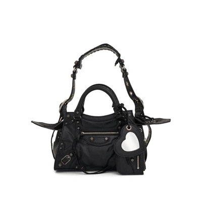 Balenciaga Black Leather Xs Neo Cagole City Handbag