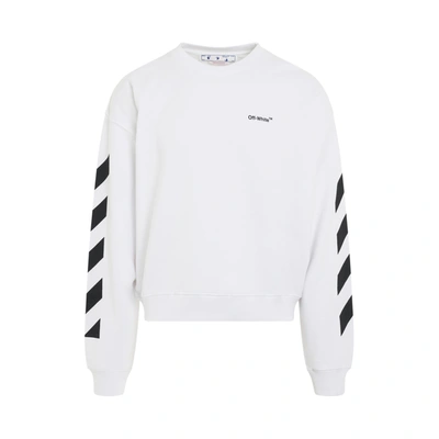 Off-white Diagonal Helvetica Oversize Crewneck Sweatshirt In White