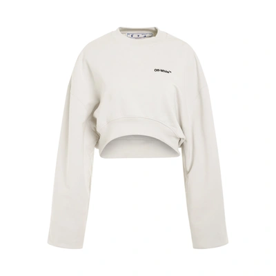 Off-white Logo-embroidered Cropped Sweatshirt In White