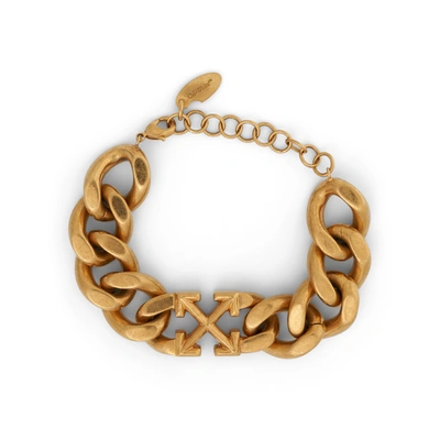 Off-white Arrow Motif Chained Bracelet In Gold