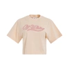 OFF-WHITE EMBROIDERED BASEBALL LOGO CROP T-SHIRT