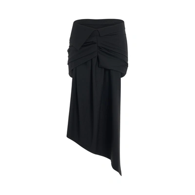 Off-white Box-pleat Asymmetric Skirt In Black