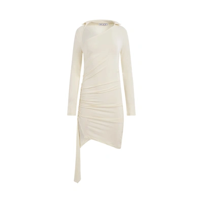 OFF-WHITE WOMEN'S VISCOSE CREPE DRAPED MINI DRESS