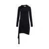 Off-white Mini Asymmetric Black Dress With Cut-out And Ruffle Detail In Viscose Stretch Woman