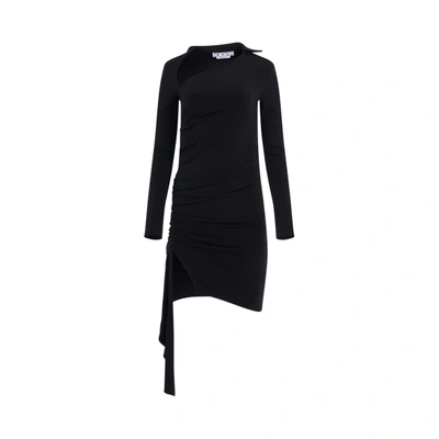OFF-WHITE WOMEN'S VISCOSE CREPE DRAPED MINI DRESS