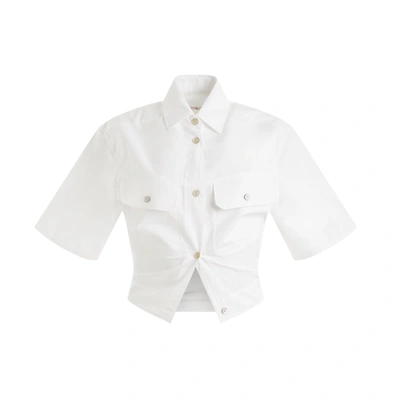 Off-white Toybox Cinched Cropped Shirt In Weiss