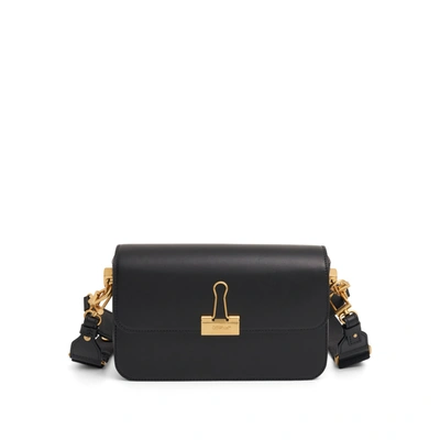 Off-white Plain Binder Medium Shoulder Bag In Black