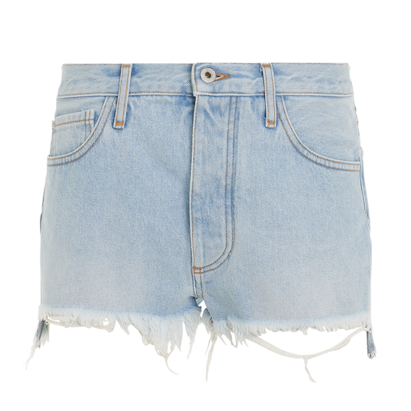 Off-White Twisted bleach-effect shorts - Blue