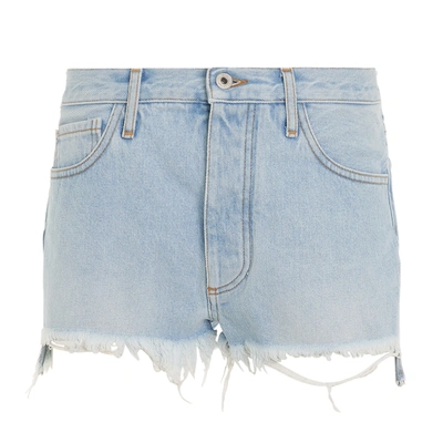 Off-white Twisted Bleach-effect Shorts In Blue