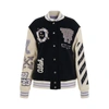 OFF-WHITE EMBROIDERED PATCH LOGO VARSITY JACKET